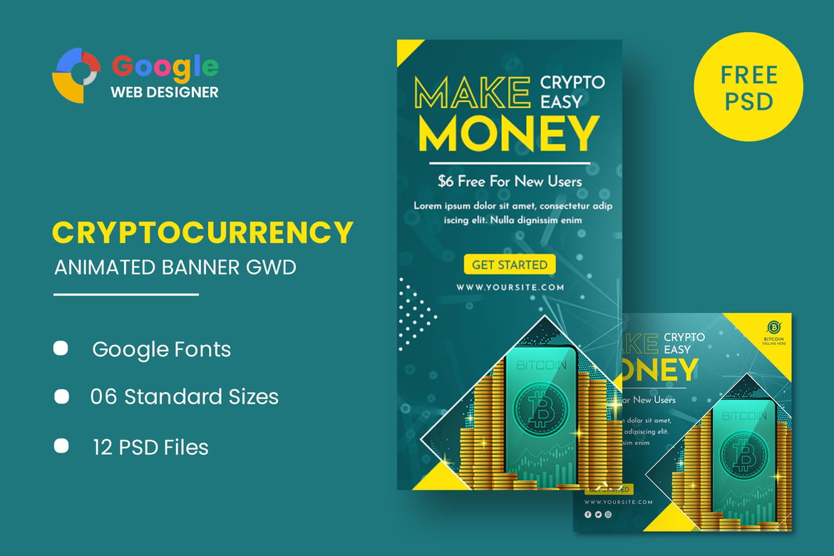 Template Website Banner Animasi Cryptocurrency Bitcoin yang Menarik