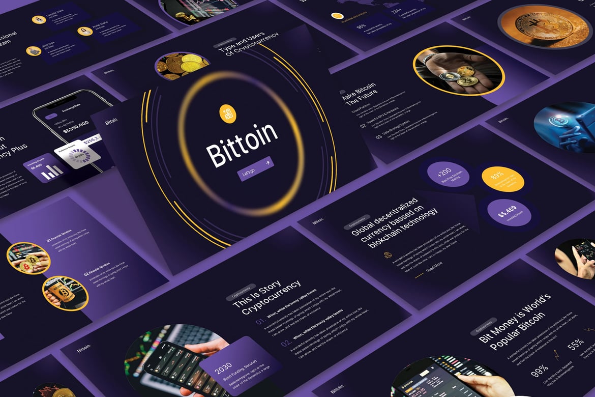 Template Presentasi PowerPoint Bittoin yang Modern dan Kreatif