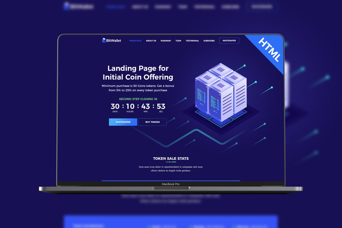 BitWallet - Template Website Landing Page ICO Cryptocurrency yang Menarik