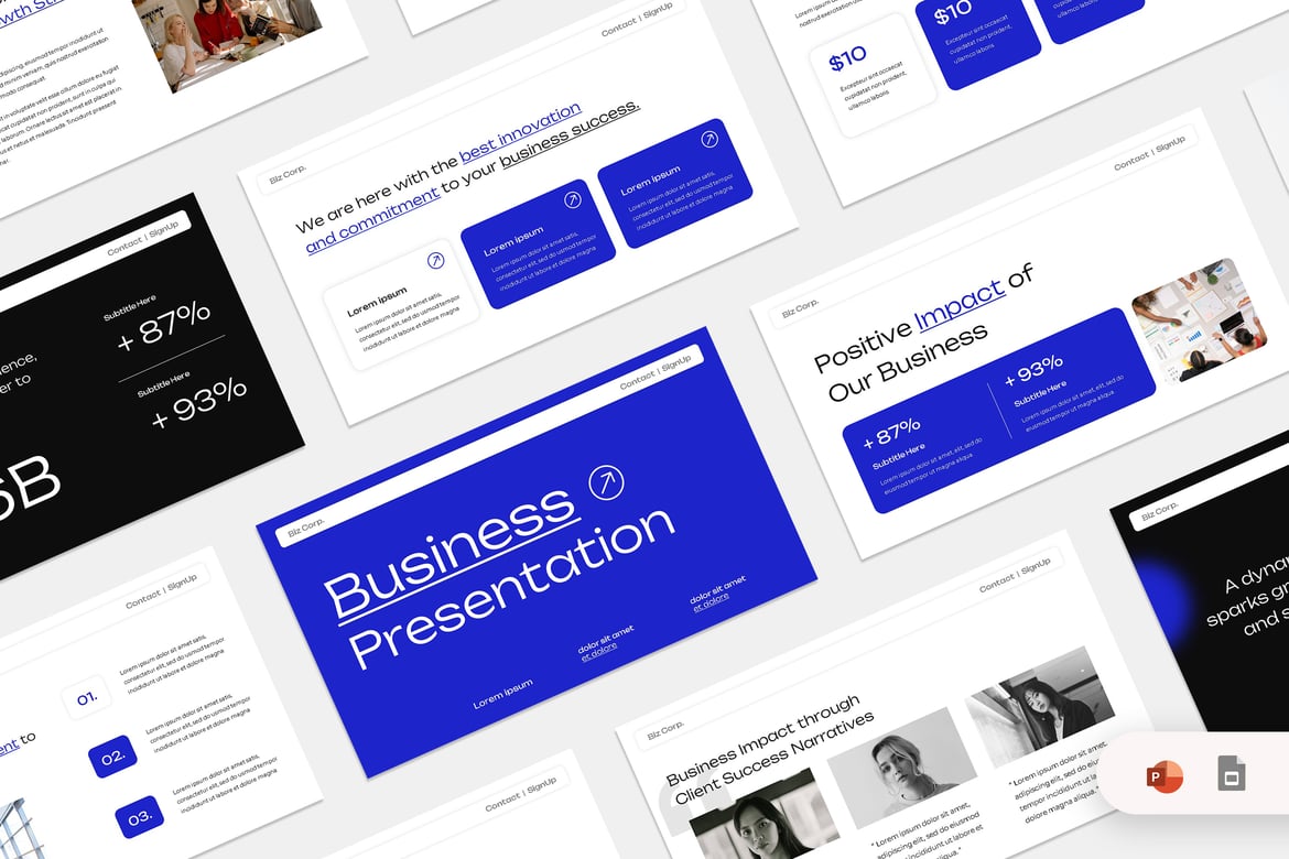 Template PowerPoint Bisnis Biz Corp yang Menarik