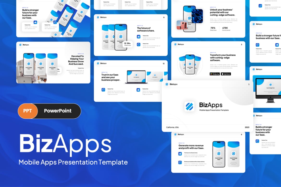 BizApps - Template PowerPoint Kreatif untuk Aplikasi Mobile & SAAS