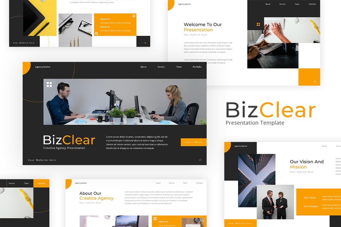Template Powerpoint Kreatif BizClear untuk Agensi Anda