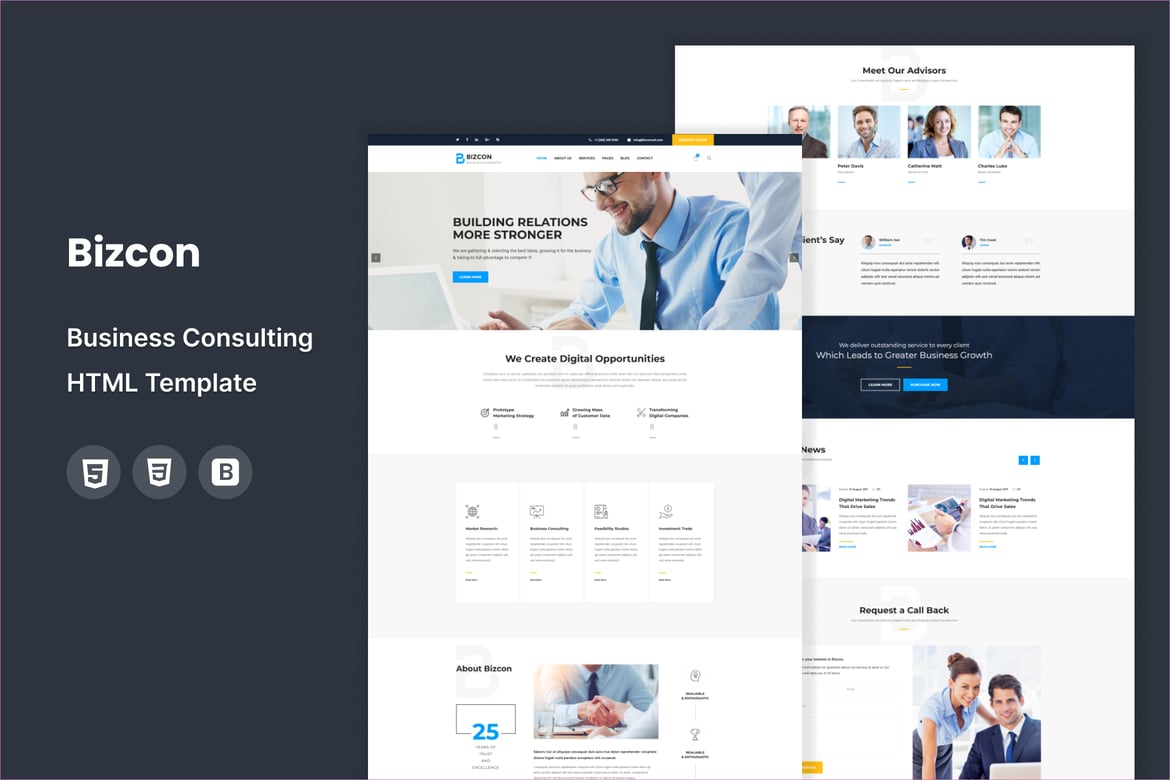 Bizcon - Template Website Konsultasi Bisnis yang Profesional