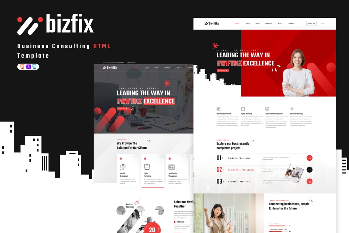 Template Web Konsultasi Bisnis Bizfix yang Menarik dan Profesional