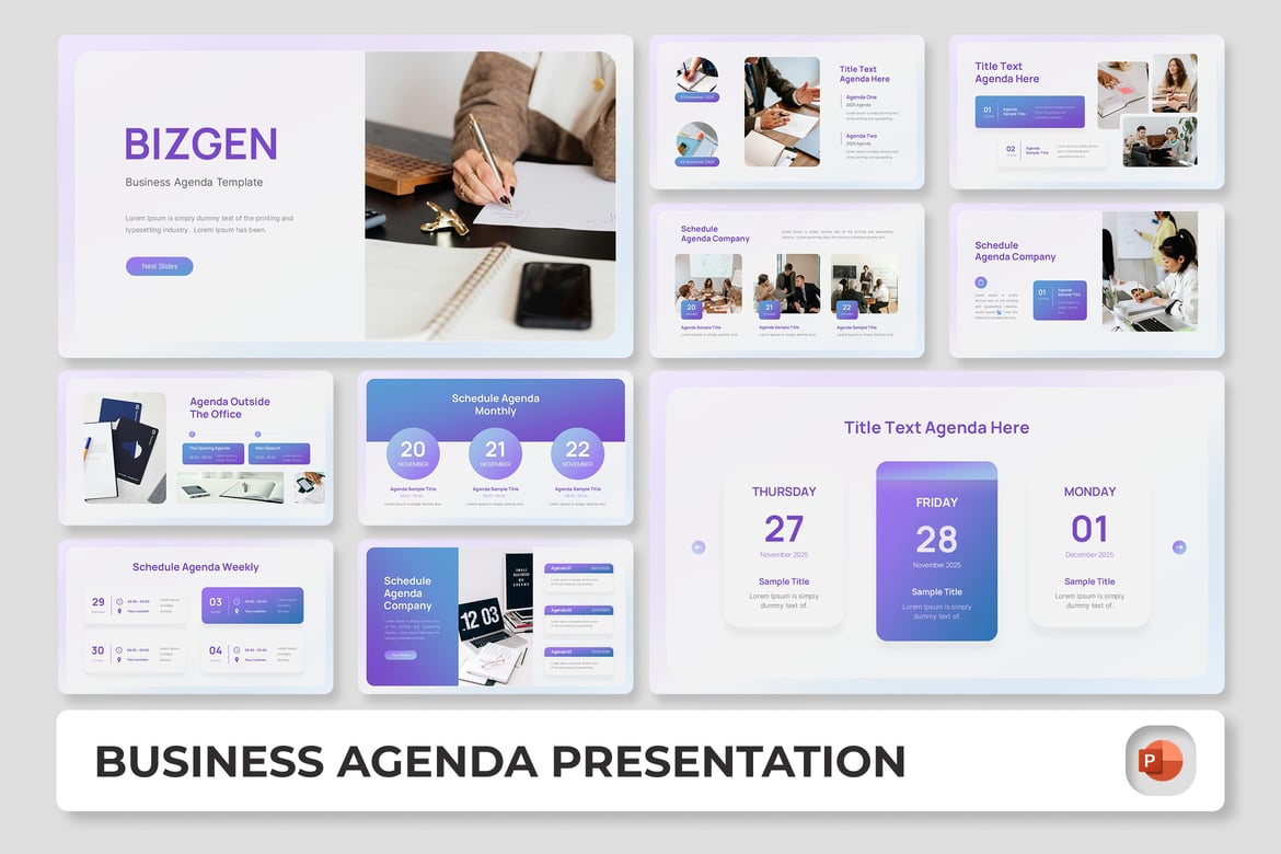 Template Presentasi PowerPoint Bizgen - Agenda Bisnis yang Mengesankan