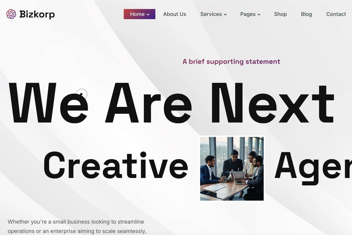 Bizkorp - Tema WordPress untuk Agensi Kreatif dan Bisnis Modern