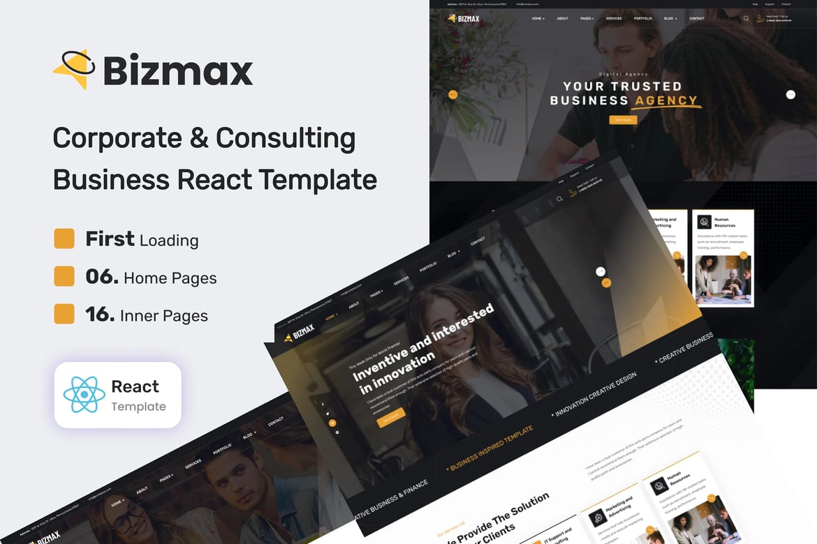 Bizmax - Template Website Konsultasi Bisnis Berbasis ReactJS