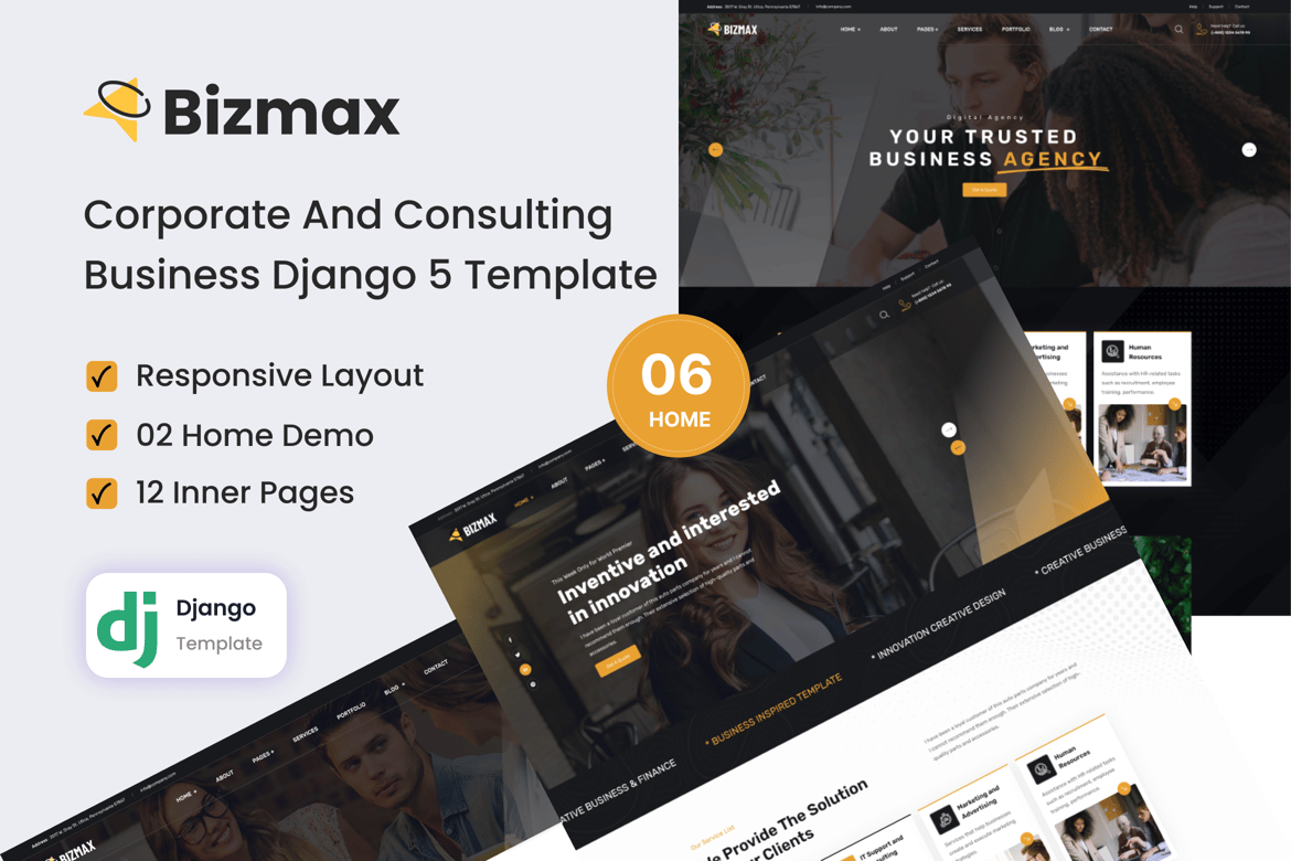 Bizmax - Template Website Corporate & Konsultasi Django 5