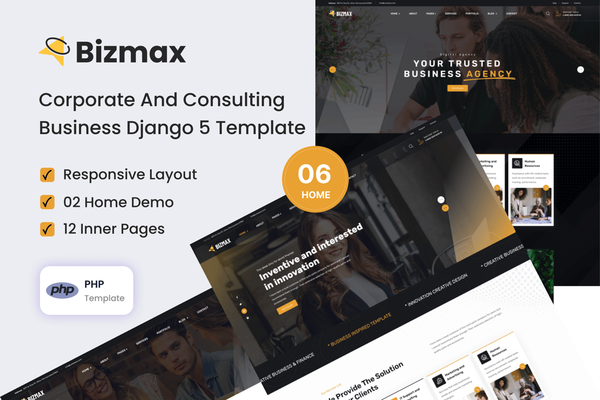 Bizmax – Template Website PHP untuk Bisnis dan Korporasi