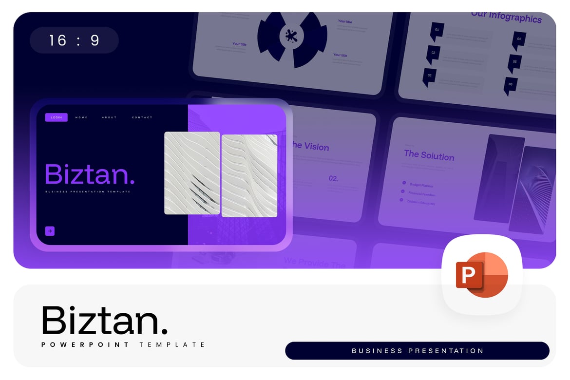 Template PowerPoint Bisnis Biztan yang Modern dan Menarik