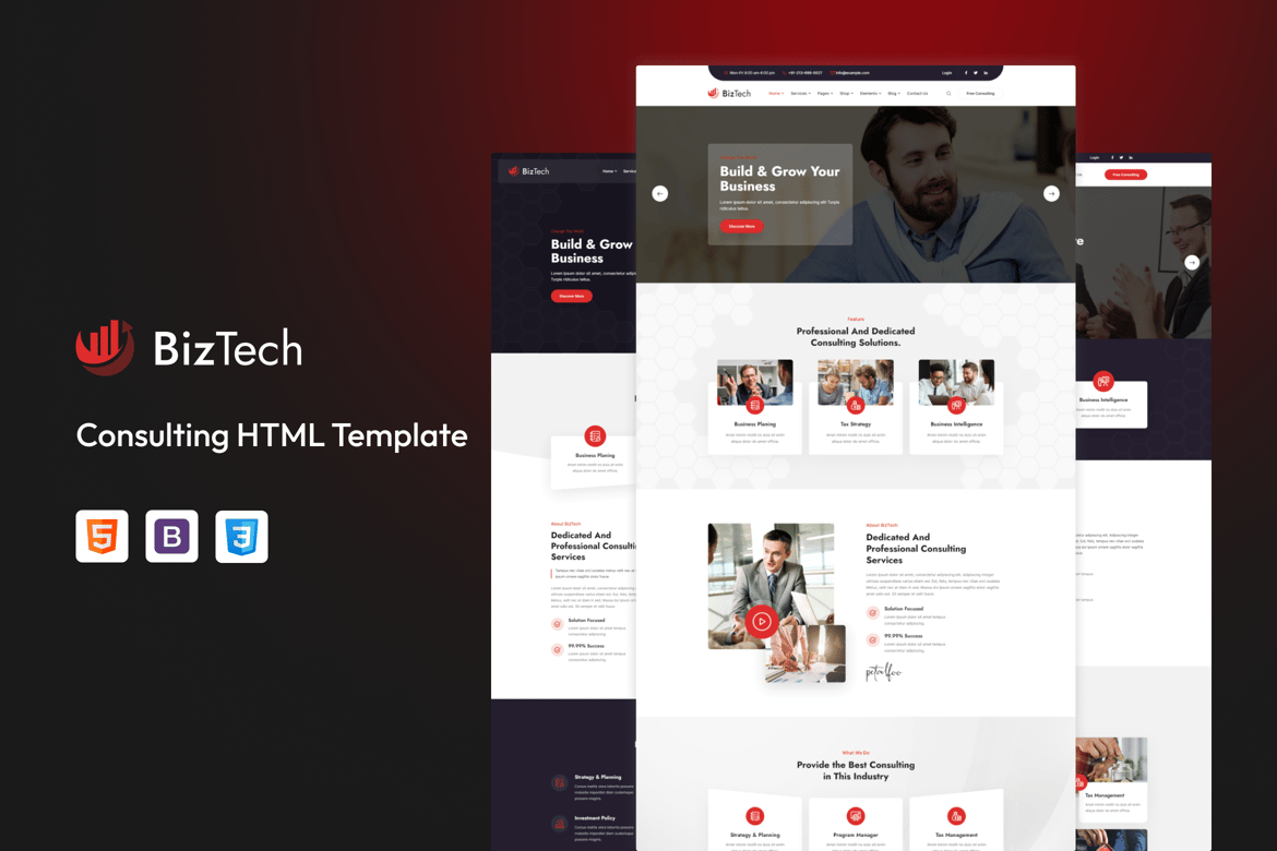 Biztech - Template Website Konsultasi Modern dan Elegan