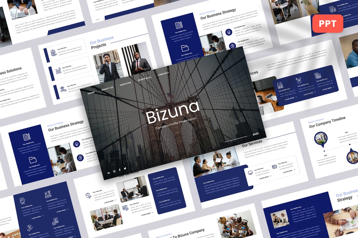 Bizuna - Template Presentasi Profil Perusahaan yang Menarik