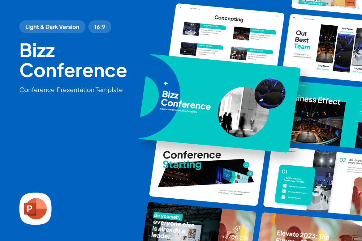 Template Presentasi PowerPoint Bizz Conference yang Menarik