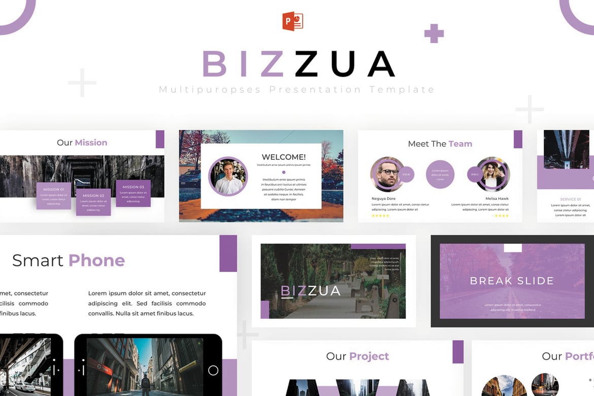 Bizzua - Template Presentasi Powerpoint Modern dan Kreatif