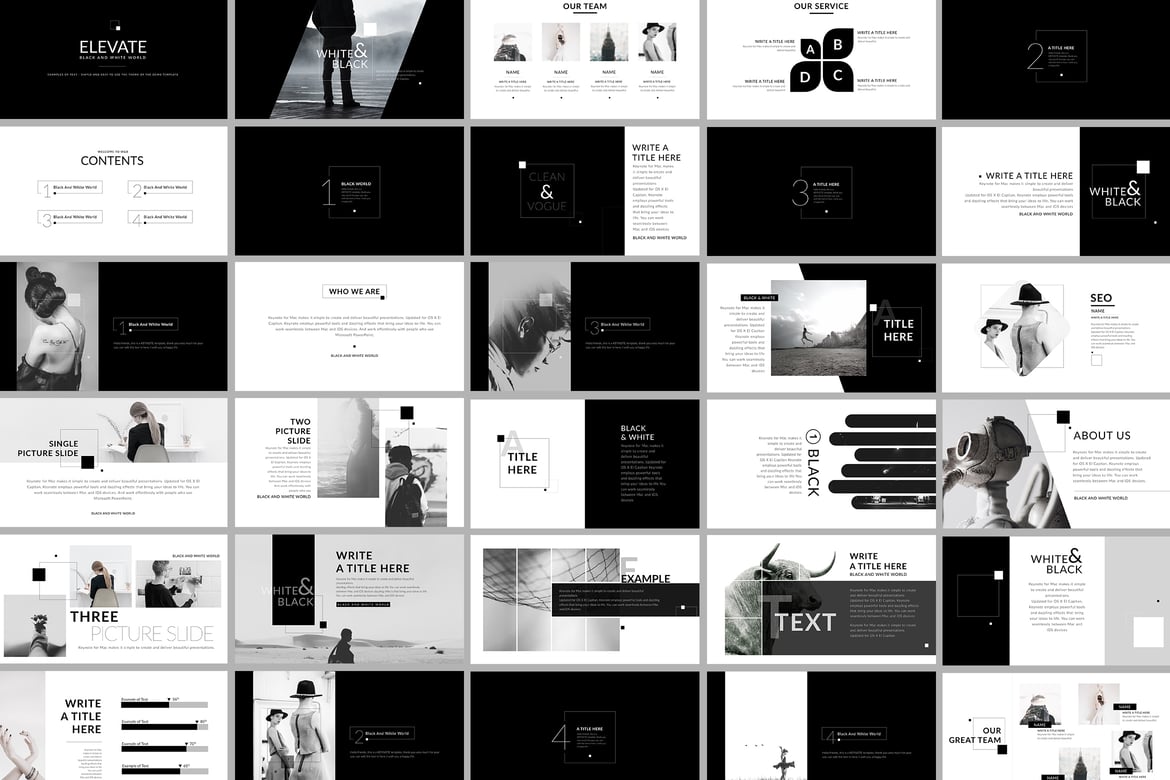 Template Presentasi PowerPoint Hitam & Putih yang Kreatif dan Bersih