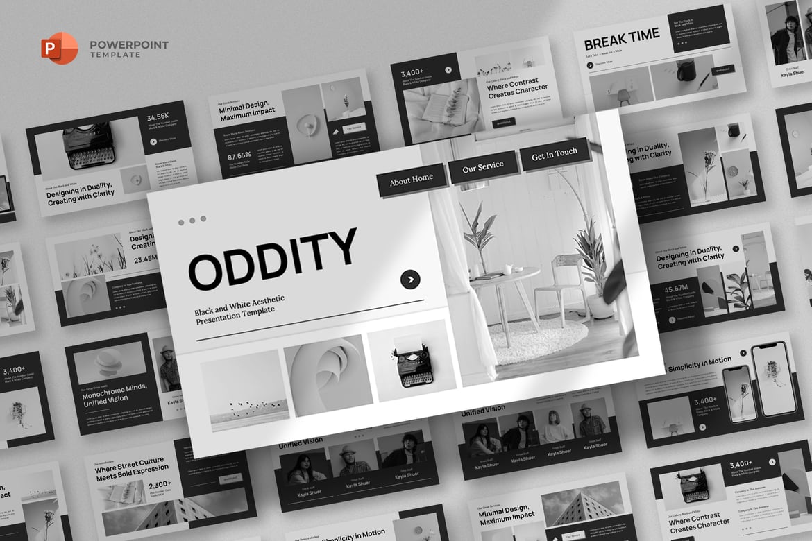 Template PowerPoint Hitam & Putih yang Menarik untuk Presentasi Profesional