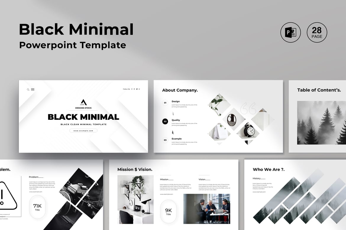 Template PowerPoint Minimalis Hitam yang Elegan dan Profesional