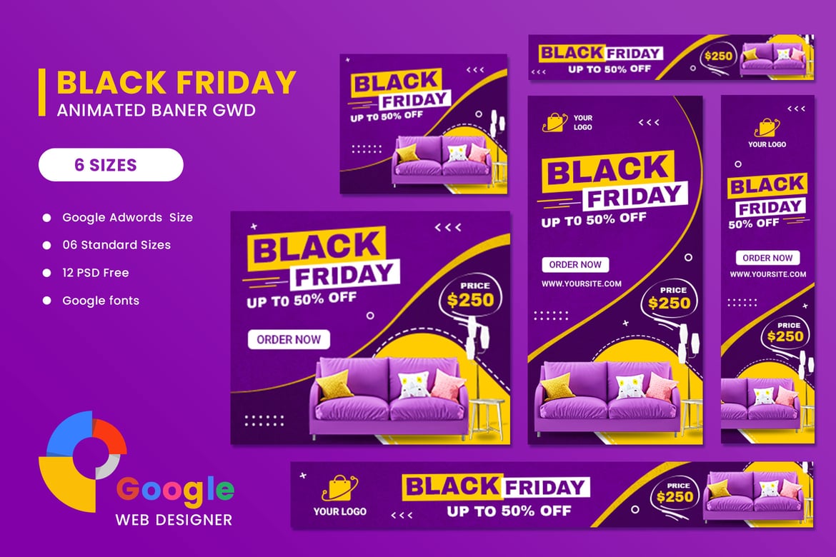 Template Website Iklan Banner Furniture Black Friday HTML5