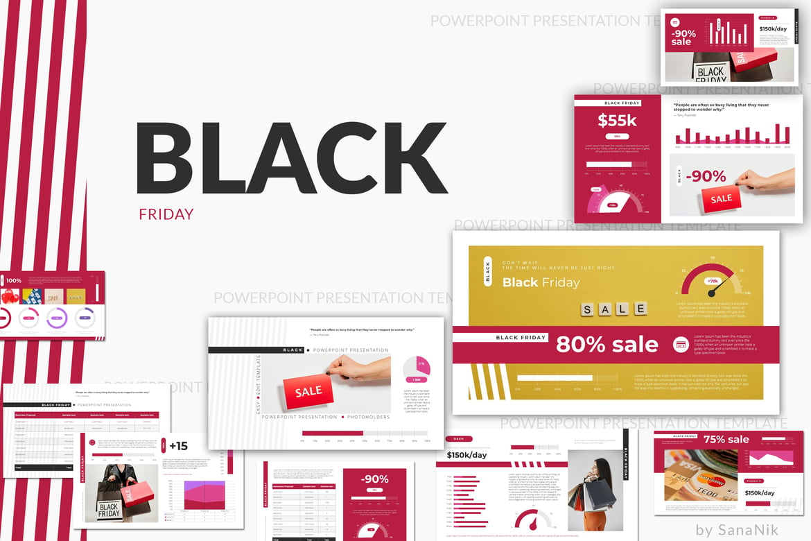 Template Presentasi PowerPoint Black Friday yang Menarik
