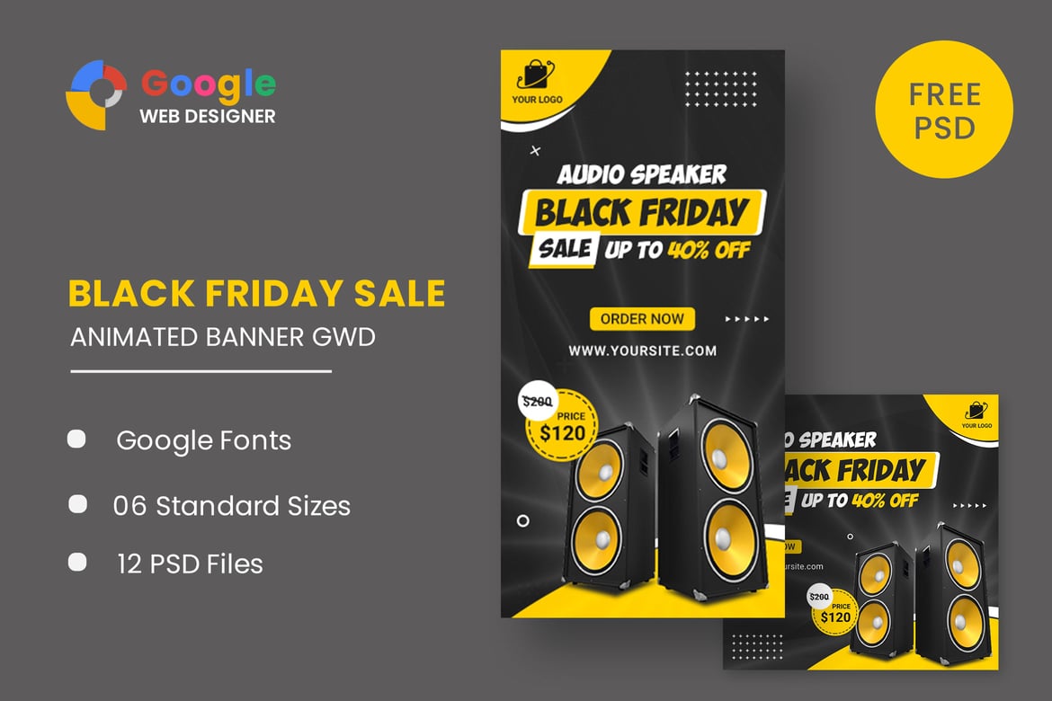 Template Web Spanduk Audio HTML5 untuk Black Friday