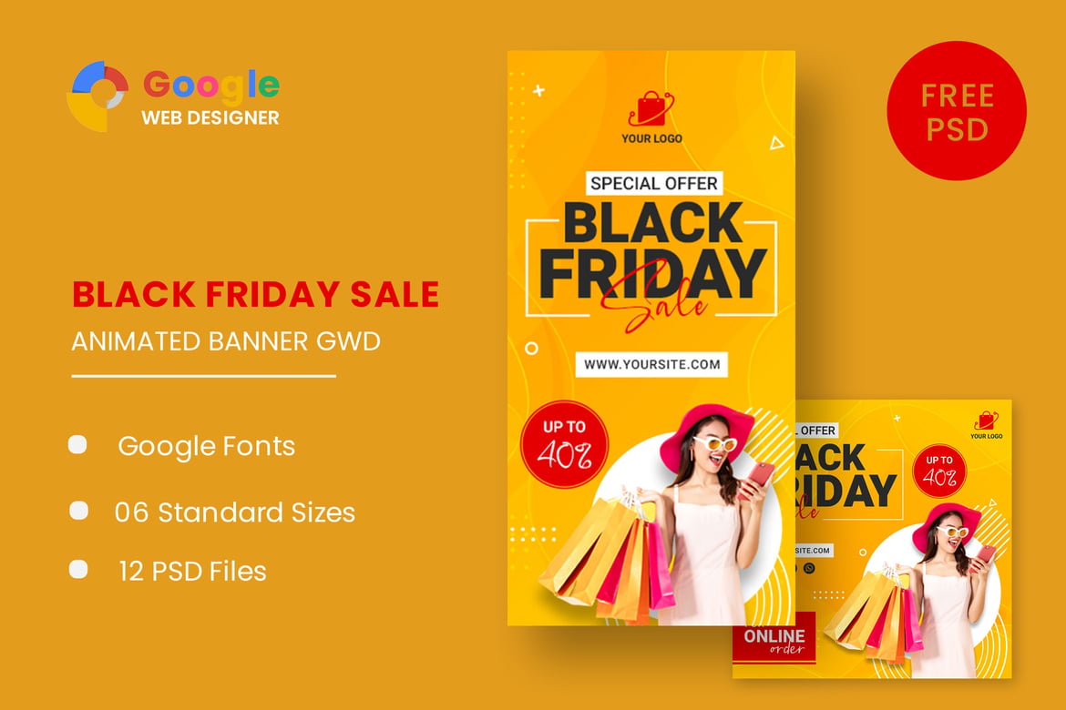 Templat Iklan Banner HTML5 untuk Sale Black Friday yang Menarik