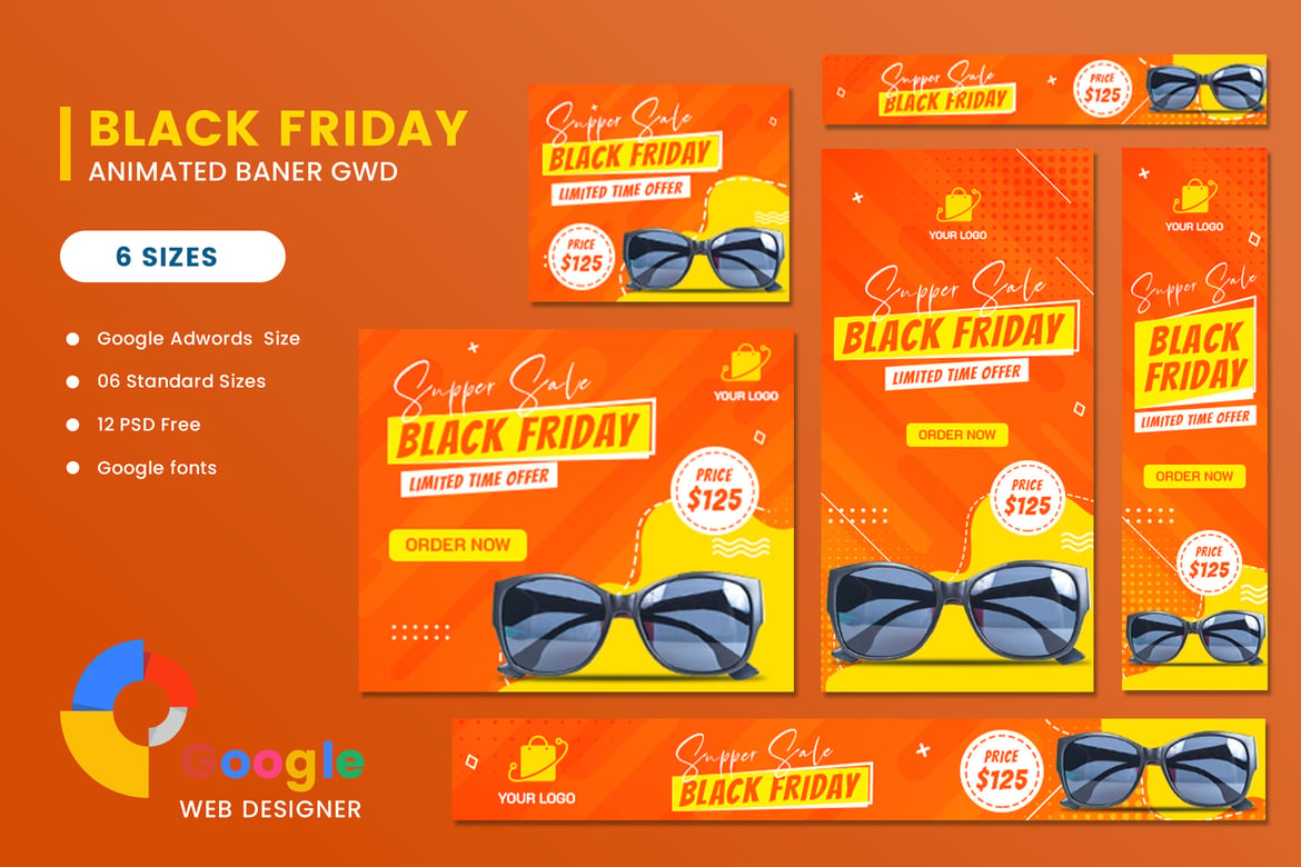 Templat Iklan Banner HTML5 untuk Sale Black Friday yang Menarik