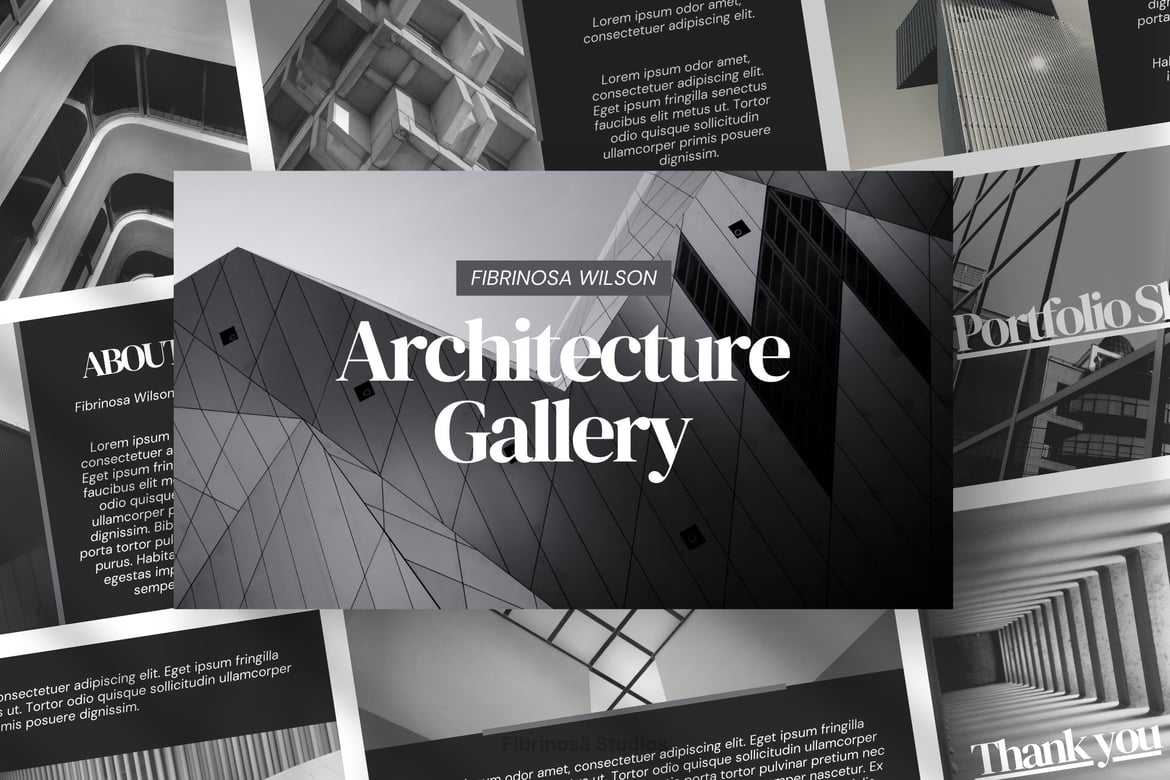 Template Presentasi PowerPoint Arsitektur Hitam Abu-Abu yang Modern