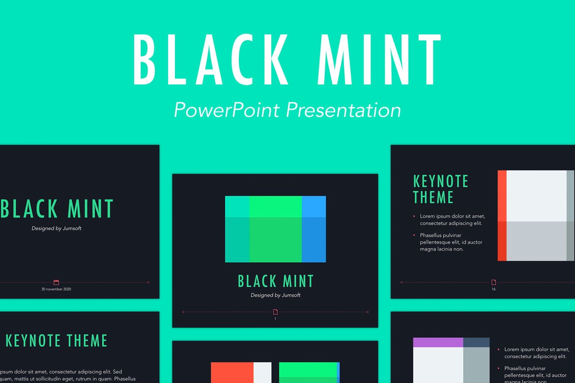 Template PowerPoint Black Mint yang Profesional dan Menarik