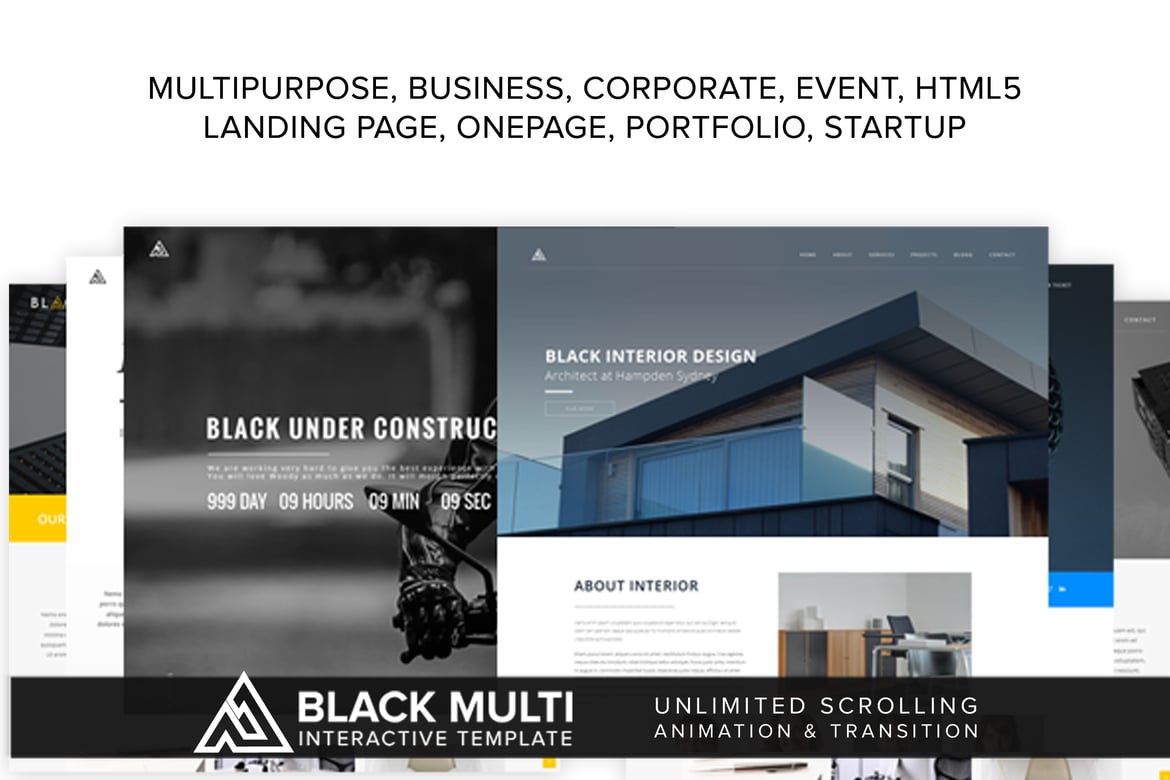 Template Web Interaktif Berwarna Hitam yang Serbaguna