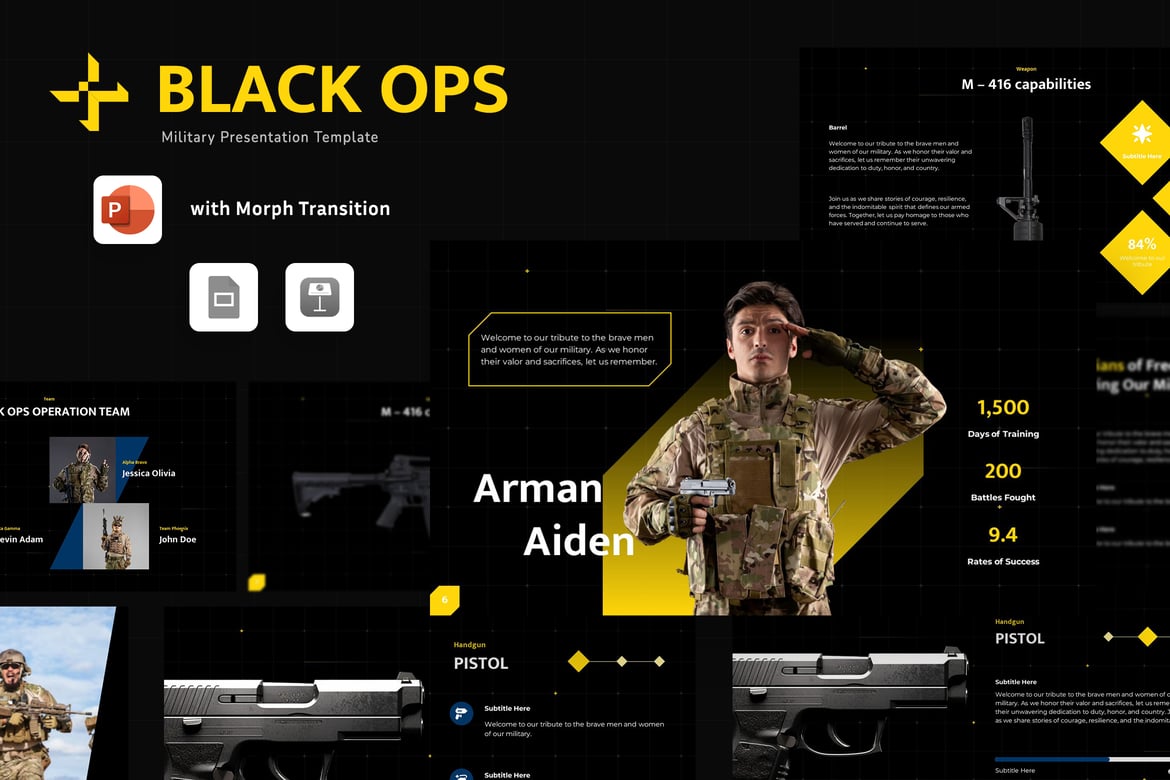Template Powerpoint Black Ops - Desain Militer Menarik