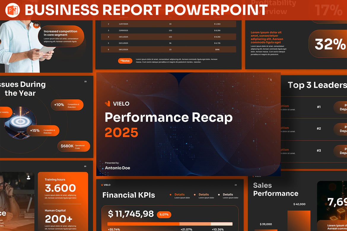 Template Presentasi Bisnis Black Orange yang Menarik dan Informatif