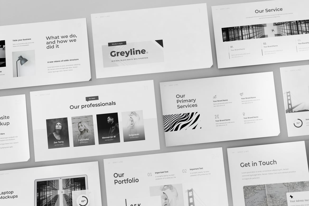 Template PowerPoint Hitam Putih Serbaguna yang Elegan