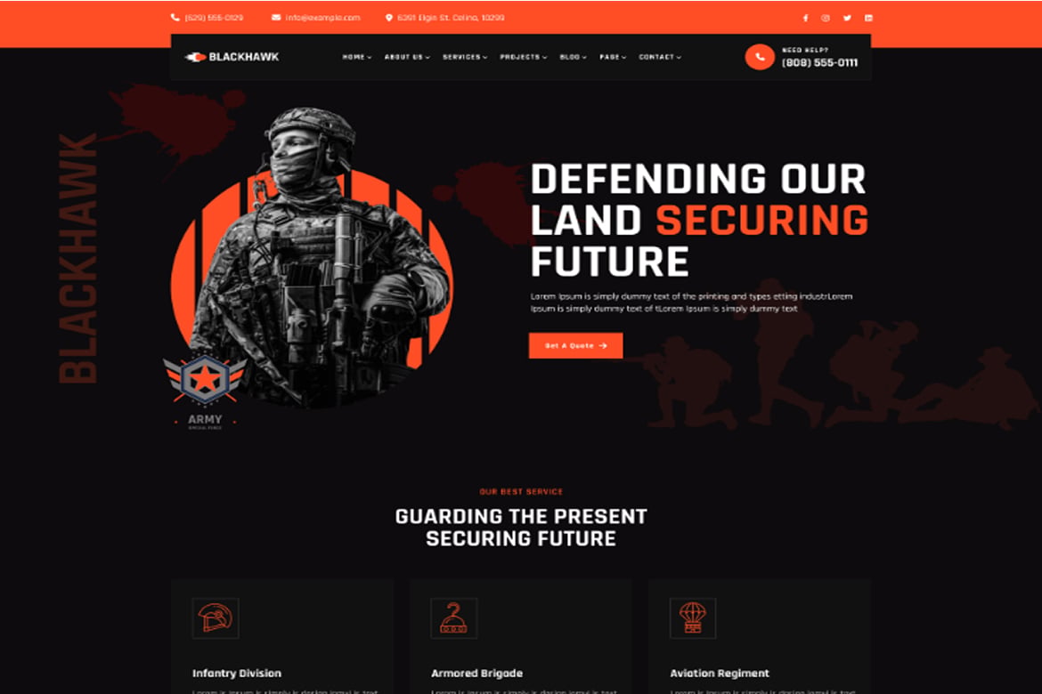 BlackHawak - Template Web Layanan Militer HTML5 yang Modern dan Responsif