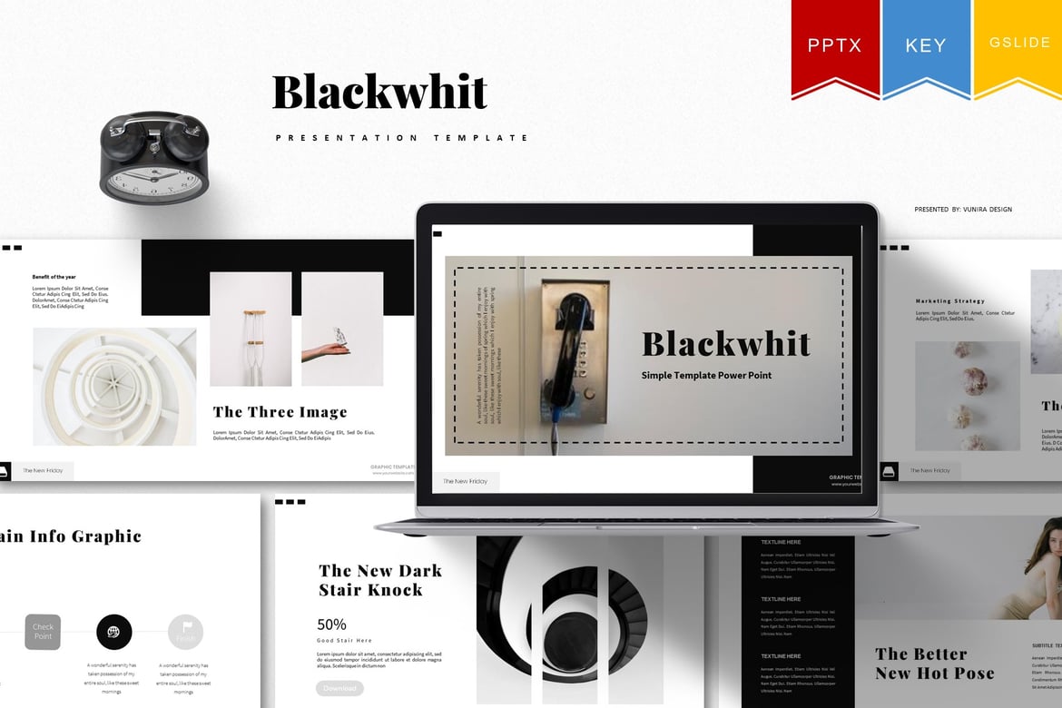 Template Presentasi Blackwhit untuk PowerPoint, Keynote, dan Google Slides