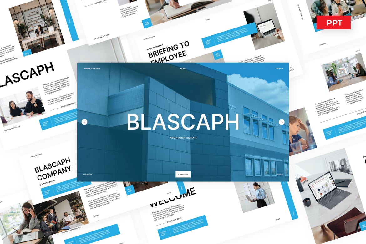 Template Presentasi Bisnis Blascaph - PowerPoint Kreatif dan Modern