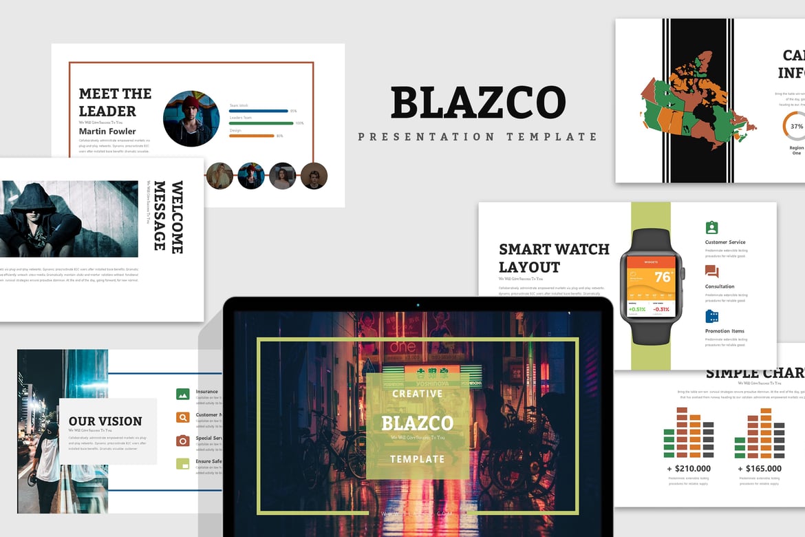 Blazco: Template Powerpoint Foto Jalan yang Menarik
