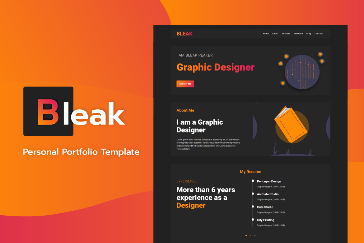 Bleak - Template Website Portofolio Pribadi yang Modern