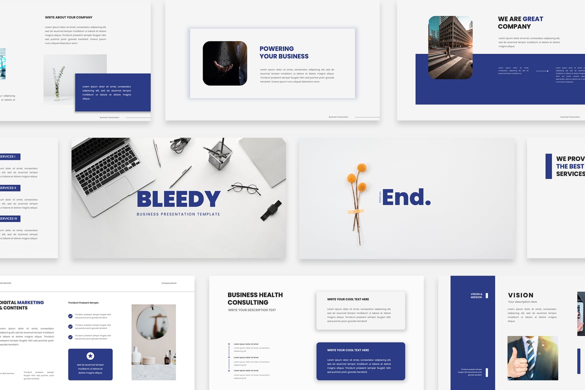 Template Presentasi Bisnis Bleedy – Tingkatkan Presentasi Anda