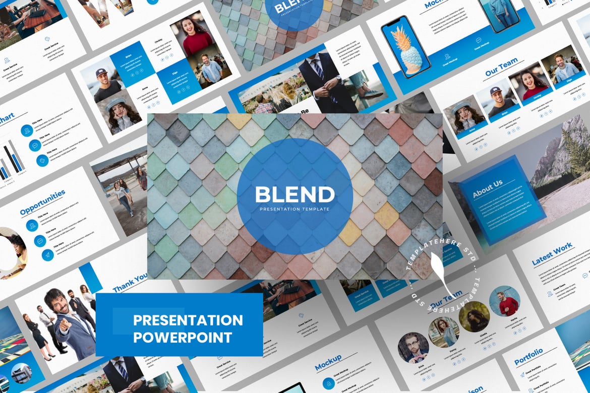 Template PowerPoint Bisnis Blend yang Modern dan Profesional