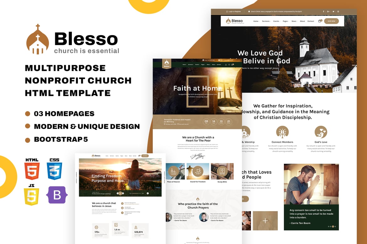 Blesso | Template Website Nonprofit Gereja yang Serbaguna dan Modern