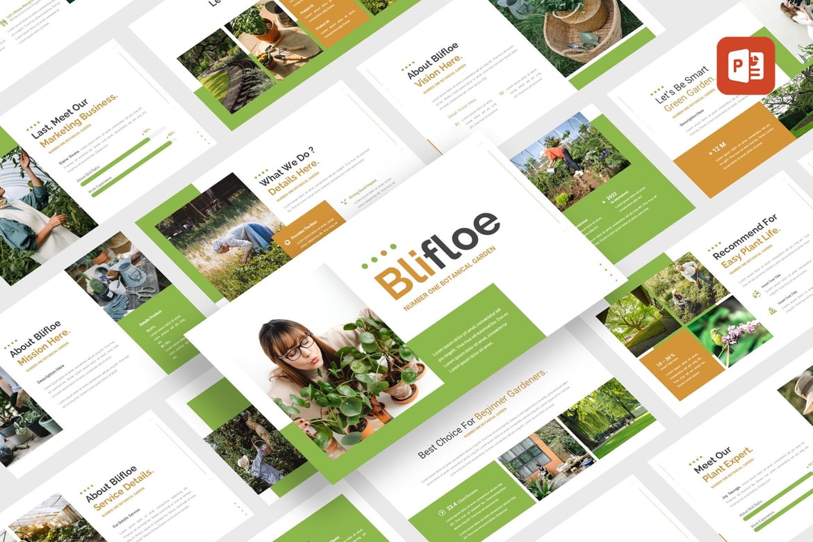 Blifloe - Template Presentasi PowerPoint Taman Hijau yang Menarik