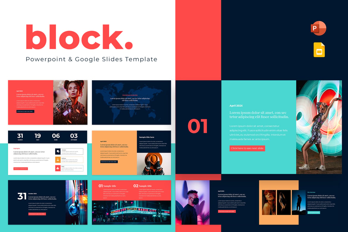 Template Presentasi Block untuk PowerPoint & Google Slides yang Menarik