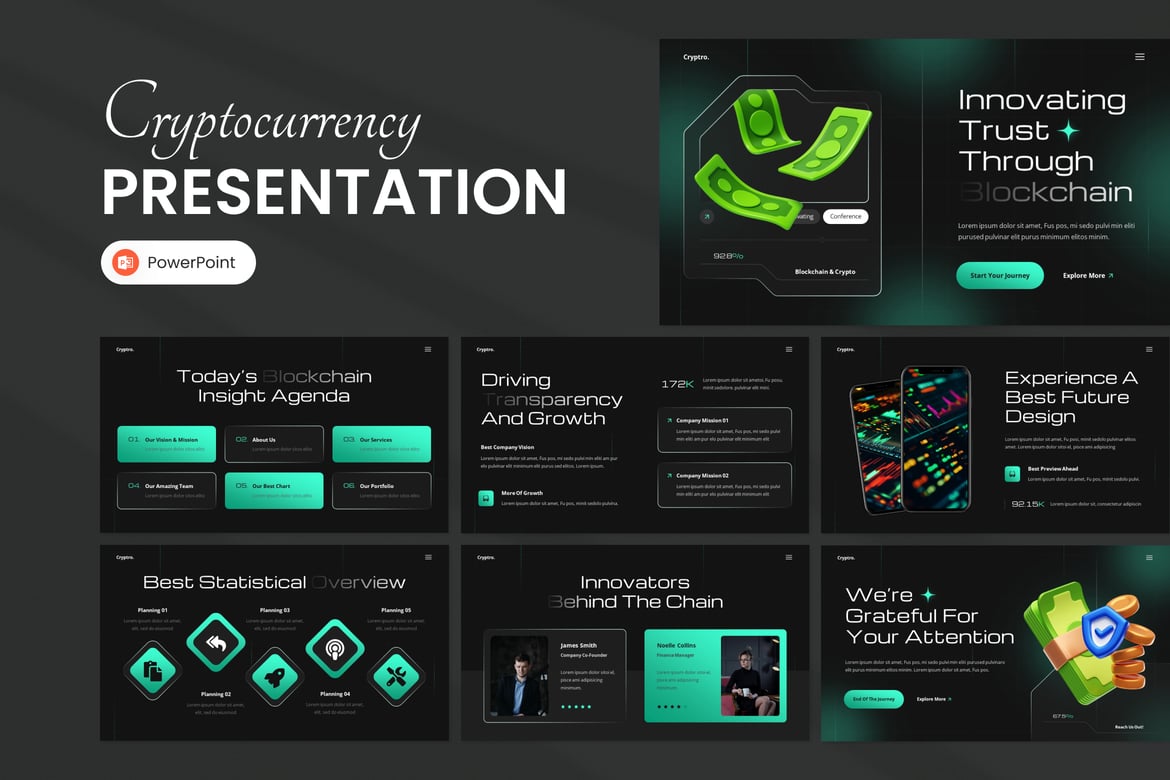 Template Presentasi PowerPoint Konferensi Blockchain & Crypto yang Futuristik