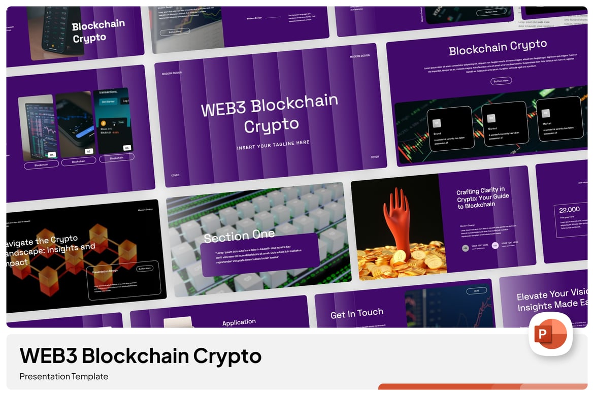Template Presentasi PowerPoint Blockchain Crypto untuk WEB3