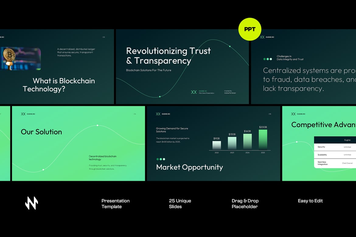 Template Presentasi PowerPoint Blockchain yang Menarik