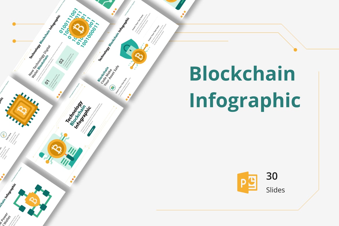 Template Presentasi PowerPoint Infografis Blockchain yang Menarik