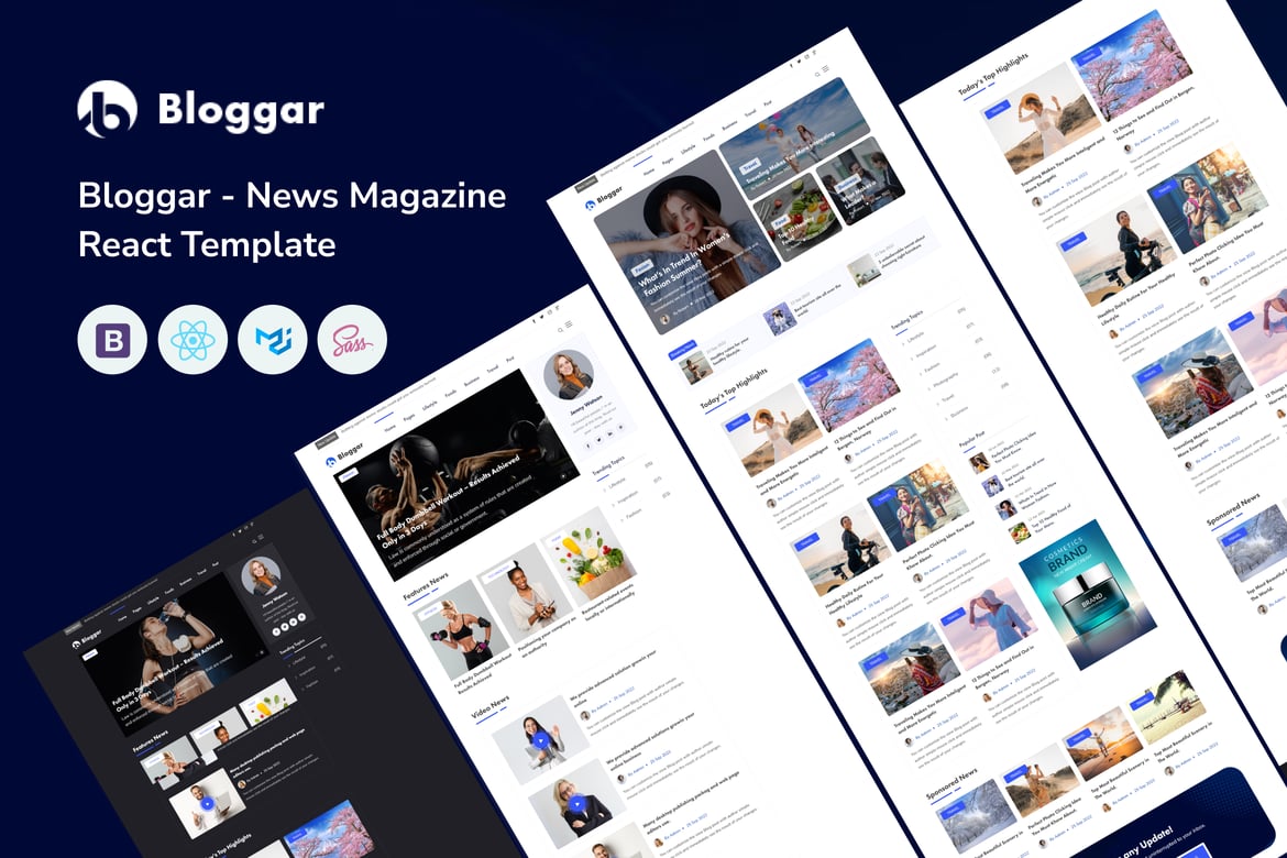 Bloggar - Template Website Majalah Berita React yang Responsif