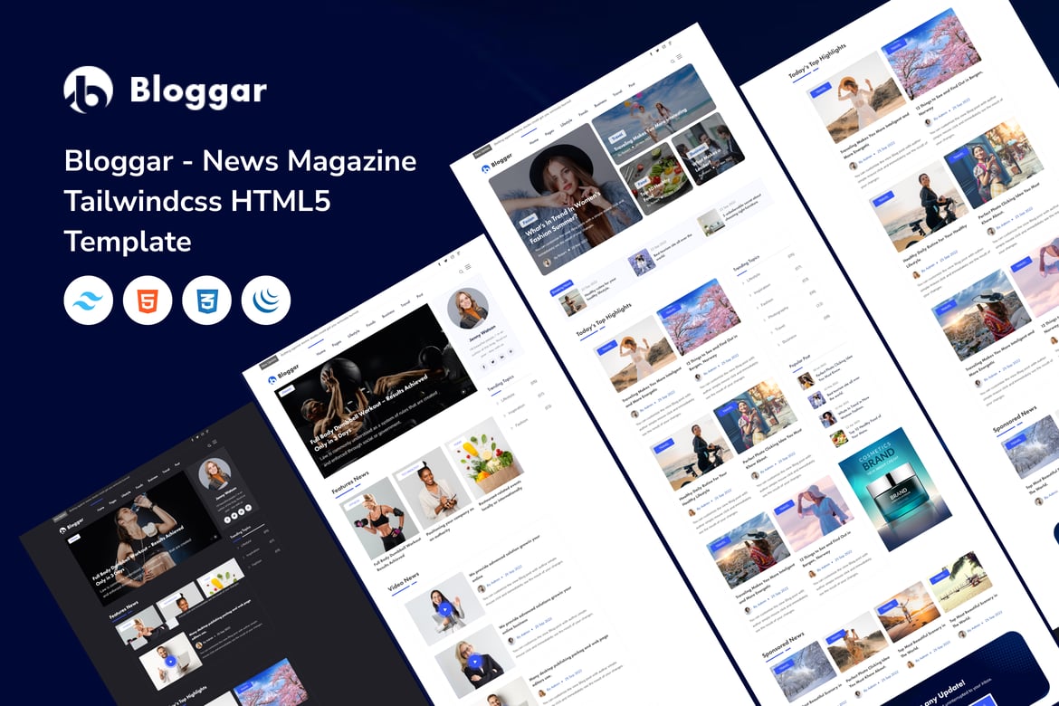 Bloggar - Template Website Majalah Berita Modern dengan Tailwindcss