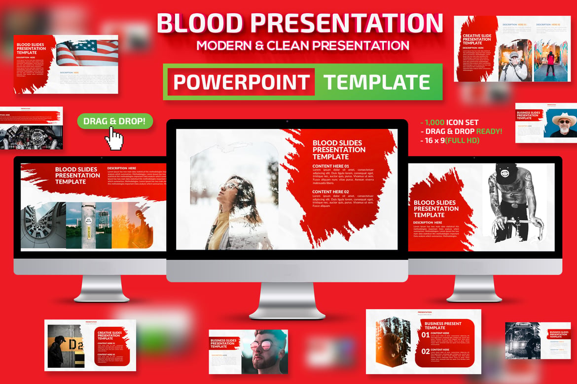 Template Presentasi Powerpoint Bertema Darah yang Menarik