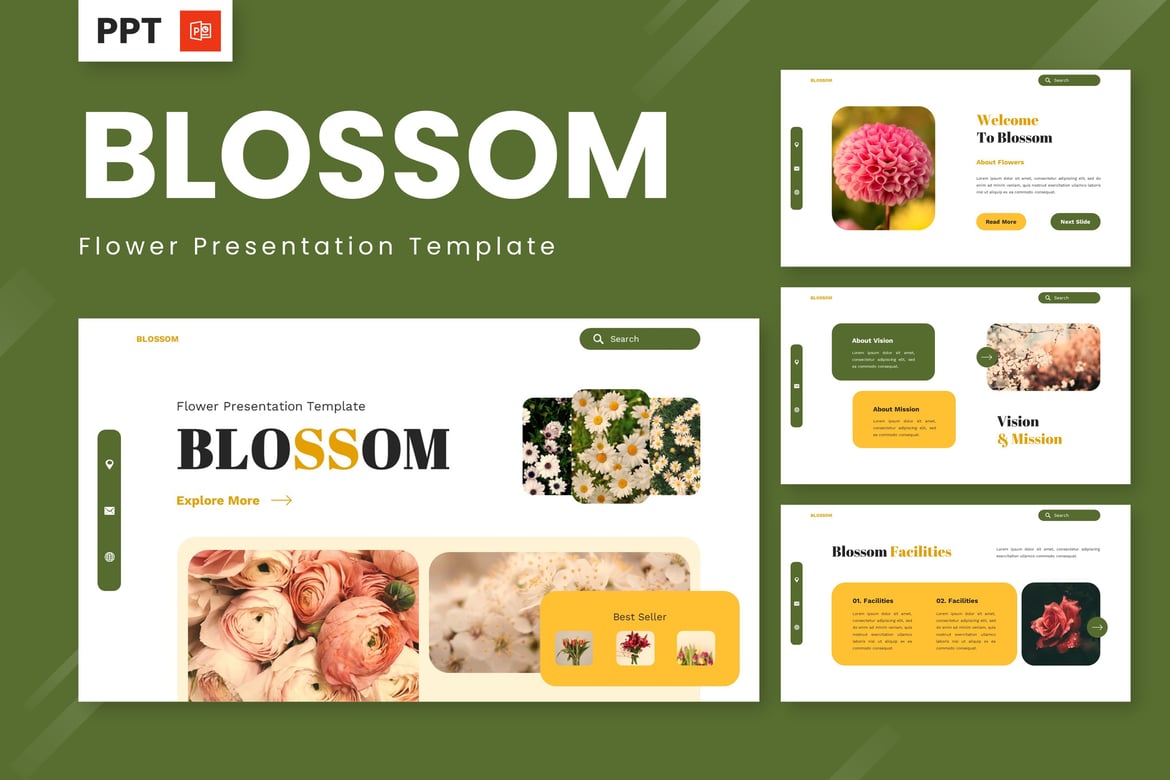 Blossom - Template Powerpoint Bunga yang Menawan